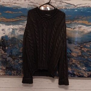 Dolce & Gabbana Grey V-Neck Cable Knit Sweater